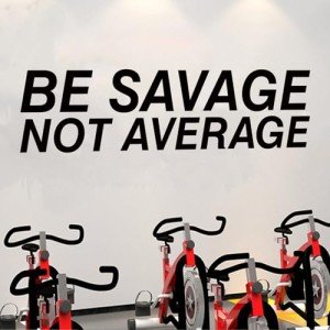 SEATUNE Gym Inspirational Wall Stickers - Sports Quotes Motivational Fitness Wall Decals - Bedroom Home Garage Vinyl Art Wall Decor - Be Savage Not Average 35"X9.8"
