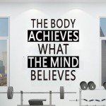 SEATUNE Large Gym Wall Decals - Inspirational Quotes Motivational Sports Wall Stickers - Office Bedroom Classroom Home Garage Vinyl Art Wall Decor - The Body Achieves What The Mind Believes 20"X24"