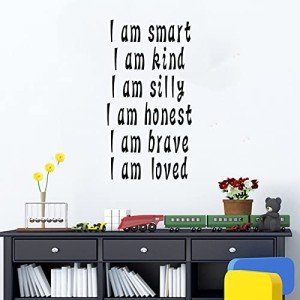 SEATUNE Wall Decals for Kids, Wall Stickers for Girls, Playroom Nursery Classroom School Living Room Bedroom Boys Baby Toddlers Words Family Home Art Vinyl Wall Decor, I Am Smart 15"X28.6"
