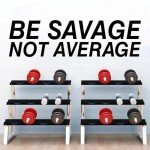 SEATUNE Gym Inspirational Wall Stickers - Sports Quotes Motivational Fitness Wall Decals - Bedroom Home Garage Vinyl Art Wall Decor - Be Savage Not Average 35"X9.8"