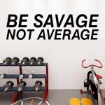 SEATUNE Gym Inspirational Wall Stickers - Sports Quotes Motivational Fitness Wall Decals - Bedroom Home Garage Vinyl Art Wall Decor - Be Savage Not Average 35"X9.8"