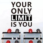 SEATUNE Large Motivational Gym Wall Decals - Inspirational Quotes Office Wall Stickers - School Classroom Home Garage Vinyl Art Wall Decor - Your Only Limit is You 25"X30"