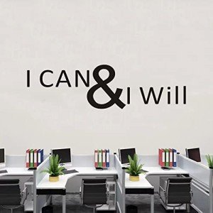 SEATUNE Gym Inspirational Quotes Wall Decals - Positive Motivational Office Wall Stickers - Workplace Home Vinyl Art Wall Decor - I CAN & I Will 45"X12.6"