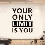 SEATUNE Large Motivational Gym Wall Decals - Inspirational Quotes Office Wall Stickers - School Classroom Home Garage Vinyl Art Wall Decor - Your Only Limit is You 25"X30"