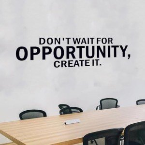 SEATUNE Motivational Gym Wall Decals - Inspirational Quotes Positive Office Wall Stickers - Bedroom Home Garage Vinyl Art Wall Decor - Don't Wait for Opportunity, Create It 45"X12.6"