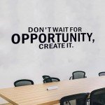 SEATUNE Motivational Gym Wall Decals - Inspirational Quotes Positive Office Wall Stickers - Bedroom Home Garage Vinyl Art Wall Decor - Don't Wait for Opportunity, Create It 45"X12.6"