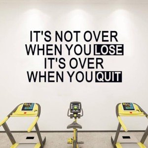 SEATUNE Gym Inspirational Quotes Wall Stickers - Positive Motivational Office Wall Decals - Workplace Home Vinyl Art Wall Decor - It's Not Over When You Lose It's Over When You Quit 28.6"X15"