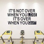 SEATUNE Gym Inspirational Quotes Wall Stickers - Positive Motivational Office Wall Decals - Workplace Home Vinyl Art Wall Decor - It's Not Over When You Lose It's Over When You Quit 28.6"X15"