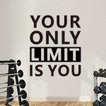 SEATUNE Large Motivational Gym Wall Decals - Inspirational Quotes Office Wall Stickers - School Classroom Home Garage Vinyl Art Wall Decor - Your Only Limit is You 25"X30"