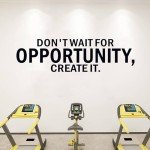 SEATUNE Motivational Gym Wall Decals - Inspirational Quotes Positive Office Wall Stickers - Bedroom Home Garage Vinyl Art Wall Decor - Don't Wait for Opportunity, Create It 45"X12.6"