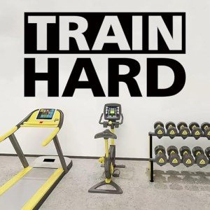 SEATUNE Large Gym Motivational Wall Stickers - Quotes Inspirational Wall Decals - Bedroom Home Gym Garage Vinyl Art Wall Decor - Train Hard 28.6"X15"