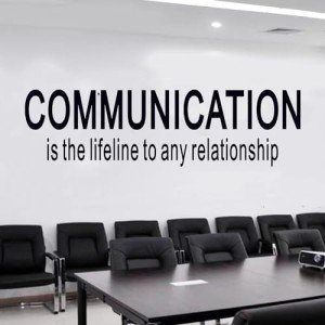 SEATUNE Large Office Quotes Wall Decals - Teamwork Inspirational Positive Motivational Wall Stickers - Workplace Home Vinyl Art Wall Decor - Communication is The Lifeline to Any Relationship 35"X9.8"