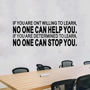 SEATUNE Inspirational Positive Motivational Wall Decals - Office Quotes Wall Stickers - Home Vinyl Art Wall Decor - If You are Not Willing to Learn - No One Can Help You 32"X12.5"