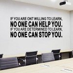 SEATUNE Inspirational Positive Motivational Wall Decals - Office Quotes Wall Stickers - Home Vinyl Art Wall Decor - If You are Not Willing to Learn - No One Can Help You 32"X12.5"