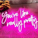 DAKABUKA You are Like Really Pretty Neon Sign Pink Room Decor LED Neon Signs Wall Decor for Bedroom Bachelorette Party Teen Girls Room with Dimmable Switch USB Power(16.9 * 10.6inches)