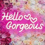 Dadarolly Hello Gorgeous Neon Sign Pink with Double Hearts, Hello Beautiful Neon Lights for Home Wedding Engagement Birthday Bacelorette Backdrop Party