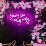 DAKABUKA You are Like Really Pretty Neon Sign Pink Room Decor LED Neon Signs Wall Decor for Bedroom Bachelorette Party Teen Girls Room with Dimmable Switch USB Power(16.9 * 10.6inches)