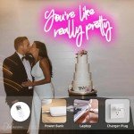 DAKABUKA You are Like Really Pretty Neon Sign Pink Room Decor LED Neon Signs Wall Decor for Bedroom Bachelorette Party Teen Girls Room with Dimmable Switch USB Power(16.9 * 10.6inches)