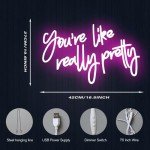 DAKABUKA You are Like Really Pretty Neon Sign Pink Room Decor LED Neon Signs Wall Decor for Bedroom Bachelorette Party Teen Girls Room with Dimmable Switch USB Power(16.9 * 10.6inches)