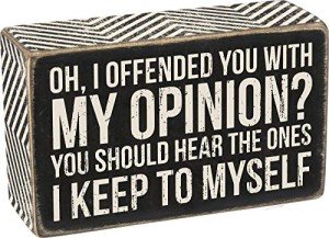 Primitives by Kathy 28622 Chevron Trimmed Box Sign, 5 x 3-Inches, My Opinion
