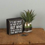 Primitives by Kathy 35144 Classic Black and White Box Sign, 4 x 4-Inches, Who We Have