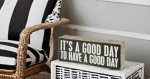 Primitives by Kathy 31127 Pinstriped Trimmed Box Sign, 8" x 3", A Good Day