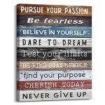 Kas Home Inspirational Wall Art Framed Canvas Motivational Wall Art Decor for Home Bathroom Bedroom Office Classroom Gym Positive Quotes Art Gift (12 x 15 inch, Brown - Passion)