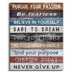Kas Home Inspirational Wall Art Framed Canvas Motivational Wall Art Decor for Home Bathroom Bedroom Office Classroom Gym Positive Quotes Art Gift (12 x 15 inch, Brown - Passion)
