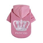 EXPAWLORER Prinecss Dog Hoodie for Girl - Hooded Dog Sweater with Leash Hole, Dog Cold Weather Clothes,Sweatshirt with Pocket, Pet Warm Outfit, Winter Coats for XS-XXL Dogs