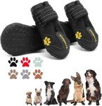 Expawlorer Dog Shoes for Large Dogs,Dog Boots & Paw Protectors for Winter with Anti-Slip Rugged Sole,Waterproof Dog Booties for Outdoor Snow Rain Days,Dog Shoes for Hot Pavement,Hiking Walking (Black)