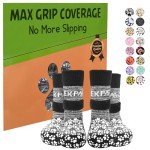 EXPAWLORER Anti-Slip Dog Socks to Prevent Licking Paws,Dog Shoes for Hot/Cold Pavement,Best Paw Protector Traction Control on Hardwood Floor,Dog Booties for Puppy Small Medium Large Senior Dogs