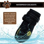 Expawlorer Dog Shoes for Large Dogs,Dog Boots & Paw Protectors for Winter with Anti-Slip Rugged Sole,Waterproof Dog Booties for Outdoor Snow Rain Days,Dog Shoes for Hot Pavement,Hiking Walking (Black)