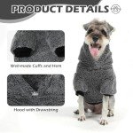 EXPAWLORER Fuzzy Dog Sweaters, Double-Sided Plush Fleece Soft Dog Hoodie with Leash Hole, Dog Cold Weather Clothes Winter Coat, Dog Sherpa Hooded Sweatshirt for Small Medium Large Dogs(Black M)