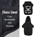 EXPAWLORER Dog Hoodie - Bad to The Bone Lettered Dog Sweatshirt with Hood, Warm Fleece Dog Sweater Clothes with Leash Hole, Cozy Soft Pet Outfit for Small Medium Dogs, M