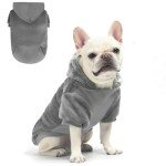 EXPAWLORER Flannel Basic Dog Hoodie - Warm Soft Dog Sweater with Leash Hole and Pocket, Dog Cold Weather Clothes, Dog Winter Coat, Fall Sweatshirt for Large Dogs Boys Girls, Grey M