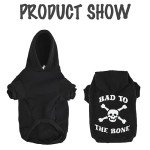 EXPAWLORER Dog Hoodie - Bad to The Bone Lettered Dog Sweatshirt with Hood, Warm Fleece Dog Sweater Clothes with Leash Hole, Cozy Soft Pet Outfit for Small Medium Dogs, M