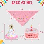 EXPAWLORER Dog Birthday Outfit - Cute Hat Bandana Scarf and Squeaky Cake Dog Toy for Birthday Party Supplies Gift, Great Party Decorations for Small Medium Large Dogs Girl Pink