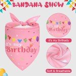 EXPAWLORER Dog Birthday Outfit - Cute Hat Bandana Scarf and Squeaky Cake Dog Toy for Birthday Party Supplies Gift, Great Party Decorations for Small Medium Large Dogs Girl Pink