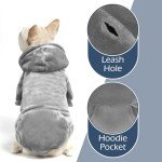 EXPAWLORER Flannel Basic Dog Hoodie - Warm Soft Dog Sweater with Leash Hole and Pocket, Dog Cold Weather Clothes, Dog Winter Coat, Fall Sweatshirt for Large Dogs Boys Girls, Grey M