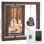 EXPAWLORER Pet Memorial Gifts for Dogs Cats - Dog Memorial Gifts for Loss of Dog, Rotating Wooden Dog Picture Frame with Paw Print Ink Pad, Dog Bereavement Gifts Pet Loss Sympathy Remembrance Gift