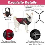 EXPAWLORER 2Pieces Dog Winter Coat - Waterproof Fleece Dog Coat with Harness Built in, Reflective Windproof Zipper Dog Jacket, Dog Cold Weather Clothes for Outdoor(Grey and Red, Large)