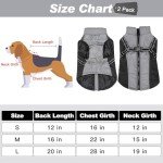 EXPAWLORER 2Pieces Dog Winter Coat - Waterproof Fleece Dog Coat with Harness Built in, Reflective Windproof Zipper Dog Jacket, Dog Cold Weather Clothes for Outdoor(Grey and Red, Large)