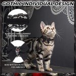 EXPAWLORER Cat Collar with Bells,Adjustable Soft Velvet Cat Collar Breakaway with Flower Accessory,Safety Quick Release Gothic Style Pet Collar for Cat,Kitten,Small Dog