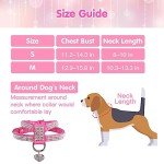 EXPAWLORER Pet Harness-Rhinestone Bling Small Cat Harness with Heart Pendant, Soft Genuine Leather Padded Dog Harness Small Sized Dog for Puppy Cat, Pink