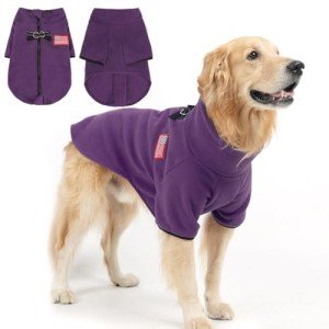 EXPAWLORER Fleece Dog Sweater with Dual D Ring, Adjustable Warm Dog Jacket, Dog Cold Weather Clothes, Winter Coat for Small Medium Large Dogs Boys Girls