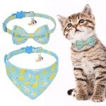 EXPAWLORER Cute Cat Collar with Bells - 2 Pack Cat Collar Breakaway, Cat Bandana Collar Cat Bowtie Collar for Girl Boy Cats, Adjustable Fruit Kitten Collar for Female Male Cats, Banana