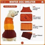 EXPAWLORER Dog Sweater - Large Dog Fall Sweaters for Dogs Girls Boys,Classic Turtleneck Knitwear Dog Clothes for Cold Weather, Cable Knit Dog Outfit,Coat,Pet Apparel(Orange,XL)
