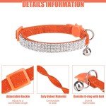 EXPAWLORER Soft Velvet Safe Cat Collars for Girl Cats -2 Pack Rhinestones Bling Diamante Adjustable Collars Breakaway- Chirstmas Cat Clollar Gifts with Bells for Boy Cats Kitty and Small Dogs