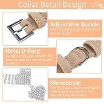 EXPAWLORER Cute Dog Necklace - Rhinestone Dog Collar, Soft Velvet Collar for Girl Boy Cats Dogs, Sparkling Pet Neck Decoration, Adjustable Pet Collar for Puppies Cats Small Medium Dogs, Brown S