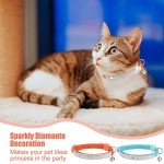 EXPAWLORER Soft Velvet Safe Cat Collars for Girl Cats -2 Pack Rhinestones Bling Diamante Adjustable Collars Breakaway- Chirstmas Cat Clollar Gifts with Bells for Boy Cats Kitty and Small Dogs